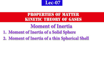 Lec-07, Moment of Inertia of a Solid Sphere, Moment of Inertia of a thin Spherical Shell