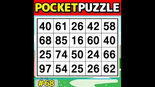 【Pocket Puzzle】 Activate your brain! 《Number Search|Brain training》 #68 screenshot 1