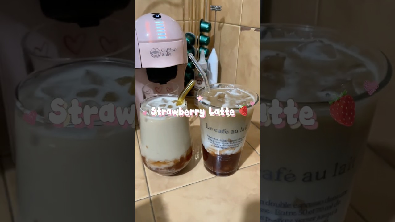 homemade #strawberry #latte #icedcoffee #icedcoffeelover #icedcoffeerecipe 