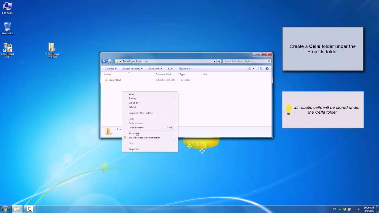 RobotExpert Build Robotic Cell 1 - Library Root Structure Creation