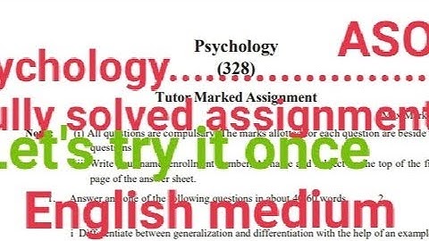 Psychology Assignment 2022// English medium// Asos// @letslearnNgrow