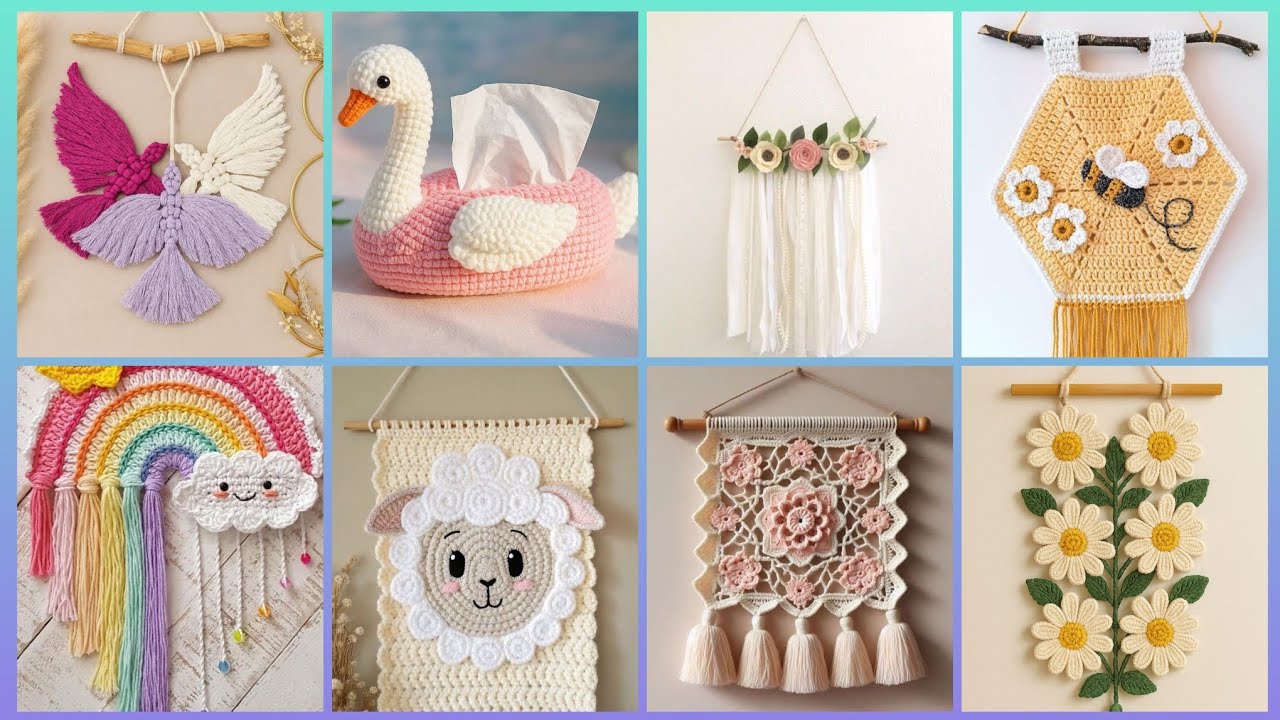 Excellent unique fantastic crochet pattern of handmade wall hanging designs ideas
