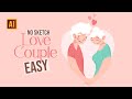 HOW TO DRAW A LOVE COUPLE IN ADOBE ILLUSTRATOR
