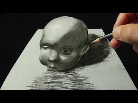 Drawing a Baby Head, 3D Illusion, Trick Art