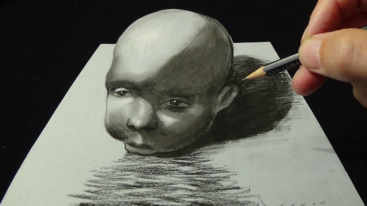 ⁣Drawing a Baby Head, 3D Illusion, Trick Art