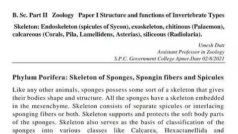 B.Sc Part II Structure and function of invertebrate types