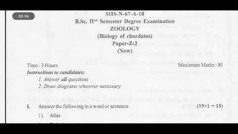 Zoology CBCS gulbarga university for Bsc 2nd semester question paper 2020 part 1