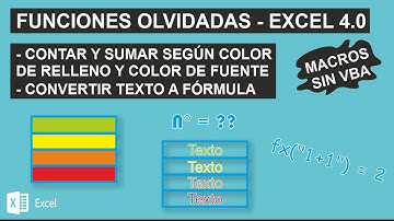 Excel 4.0: Contar y Sumar celdas por color de Relleno y Fuente - Texto a Fórmula (Sin Programación)
