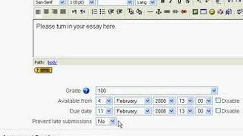 Creating Assignment Dropboxes in Moodle
