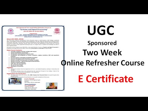 Two Week Online Course with E certificate | UGC-HRDC | JNTU