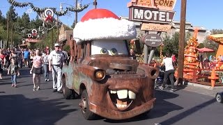 We met santa mater at cars land in disney california adventure! wears
a hat during the holiday season. check out our show mousesteps week...