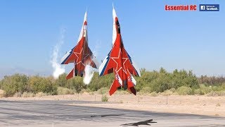 FANTASTIC Russian Mikoyan MiG-29 FORMATION PAIR\/DUO with OVT VECTORED THRUST Demo