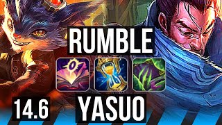 RUMBLE vs YASUO (MID) | 14/1/10, 71% winrate, Legendary | KR Master | 14.6