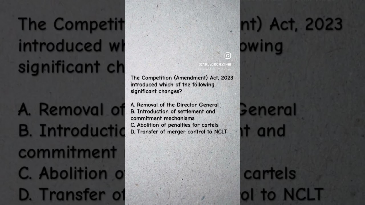 Competition Commission of India (CCI) MCQ Question Answer #exam #upscmotivation #upsc #ssccgl #cgl
