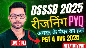 DSSSB Reasoning Class 1 🔴 Master DSSSB 2025 Reasoning: Tips, Tricks & PYQs |  DSSSB-TGT/PGT/NTT EXAM