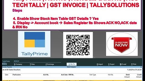 How to Add EInvoice Details Sales Register in Tally Prime AGS TECH TALLY GST INVOICE TALLYSOLUTIONS