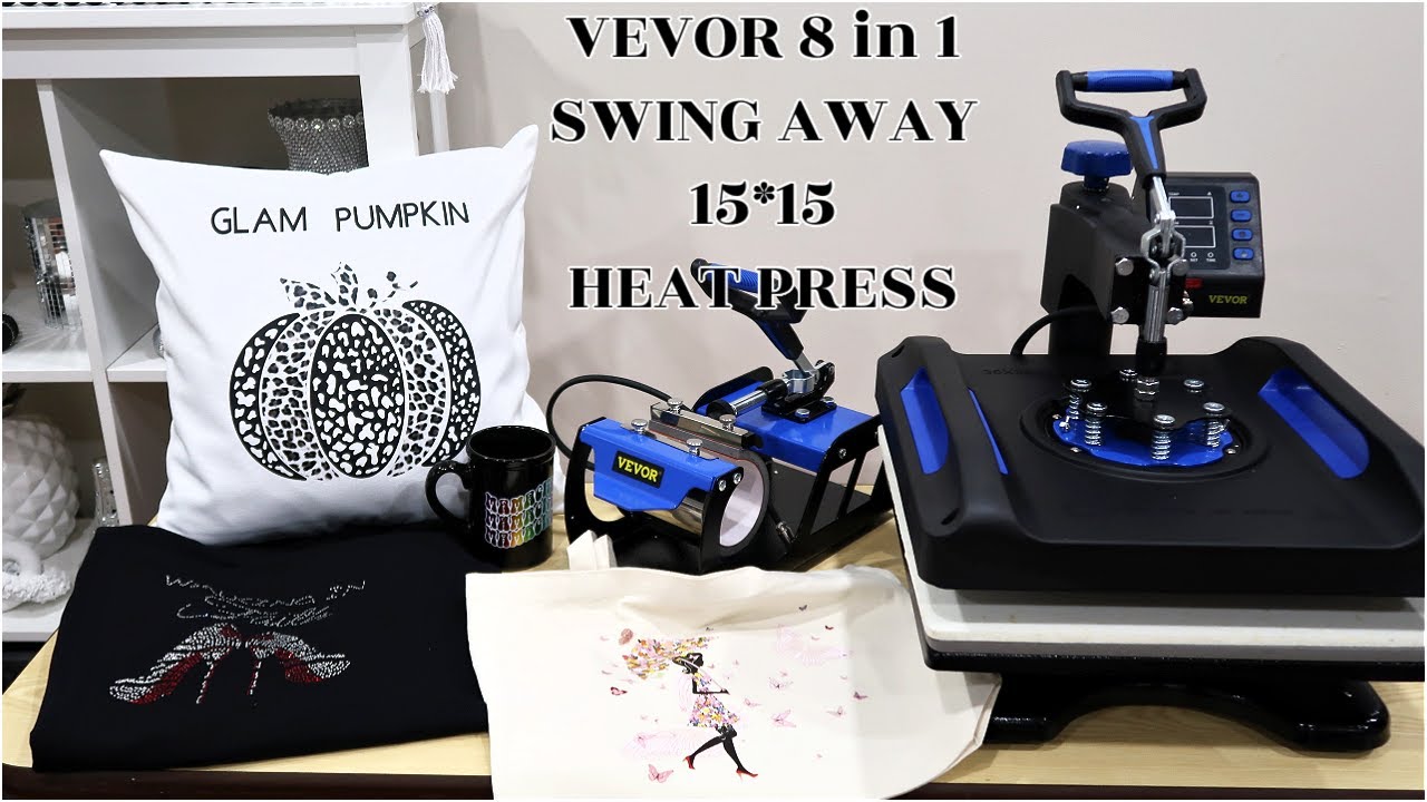 DIY GLAM ITEMS USING VEVOR 8 IN 1 HEAT PRESS SWING AWAY 15*15