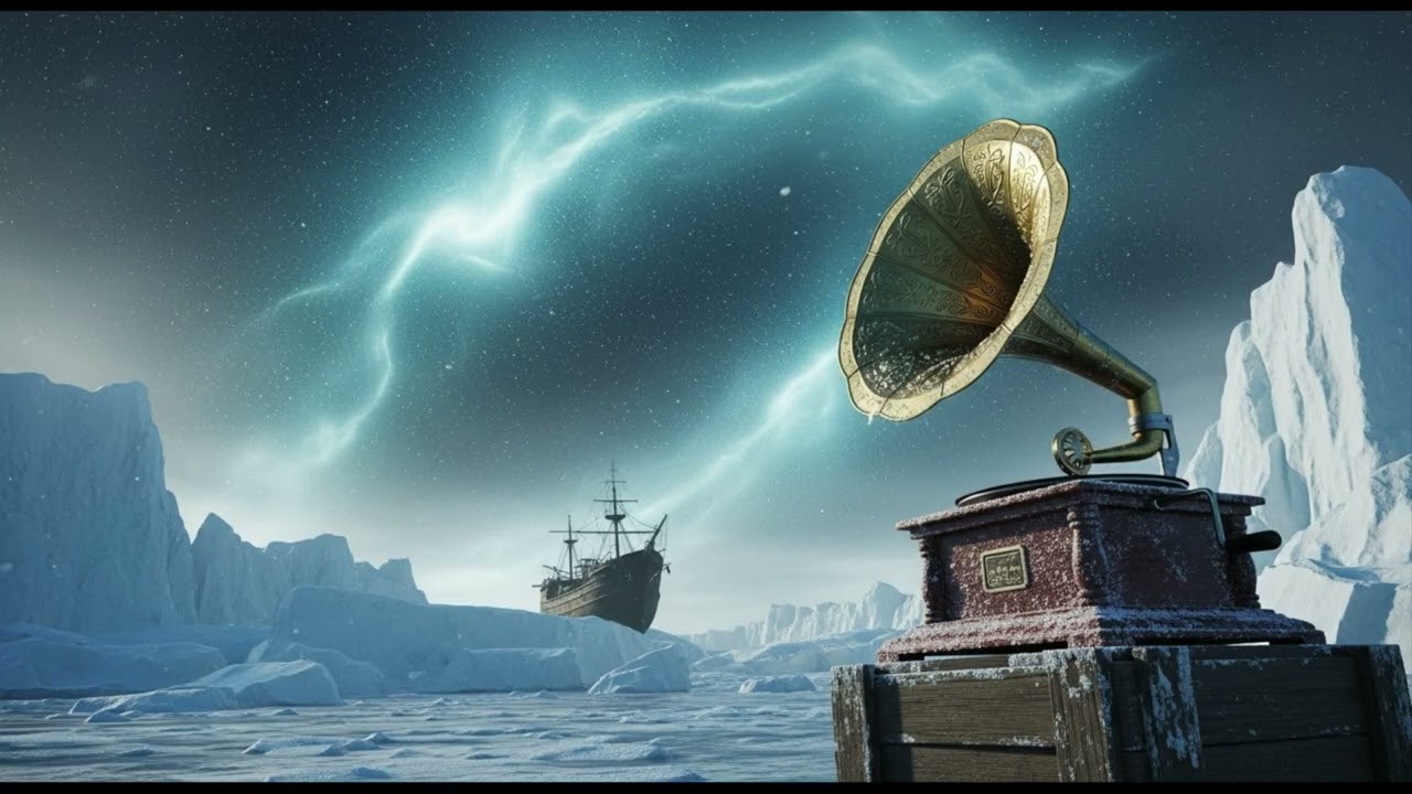 Arctic Expedition 1920s — Gramophone Violin Melodies and Howling Blizzard Winds