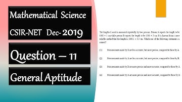 CSIR NET Mathematics Solution Dec 2019 | Question 11 | General  Aptitude | Accuracy | Precision