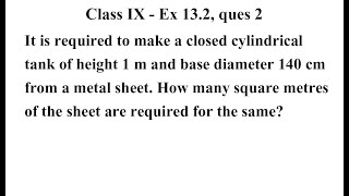 Class 9 Maths | Chapter 13 | Exercise 13.2 Q2 | Surface Areas And Volumes | class 9 ex 13.2 ques 2