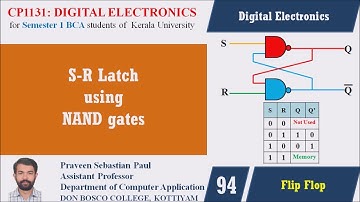LECTURE 94 – DIGITAL ELECTRONICS –SR LATCH USING NAND GATE - BCA SEM1