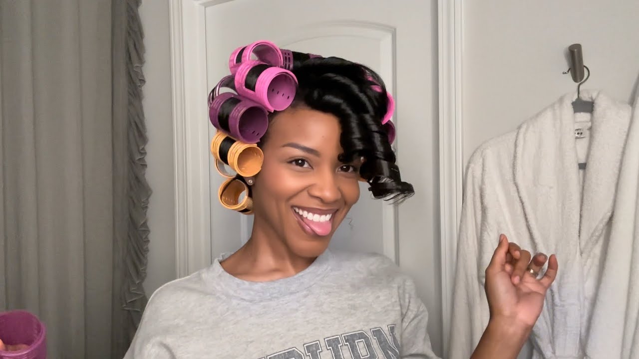 HOW TO STRAIGHTEN NATURAL HAIR WITHOUT HEAT DAMAGE | MAGNETIC ROLLER SET ON NATURAL HAIR