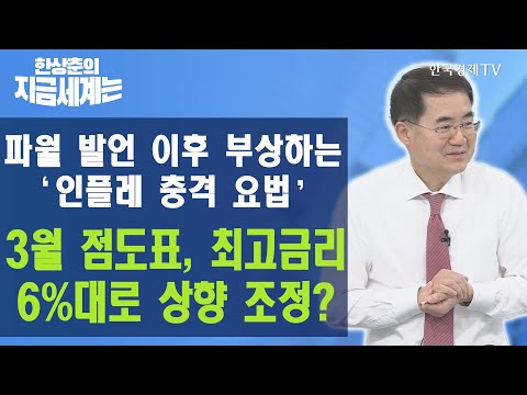 파월 발언 이후 부상하는 ‘인플레 충격 요법’ 3월 점도표, <strong>최고금리</strong> 6%대로 상향 조정? / 한상춘의 지금세계는 / 한국경제TV