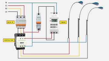 Electrical diagram for a street light using a digital timer | timer