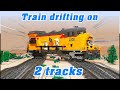 Lego train drifting on 2 tracks