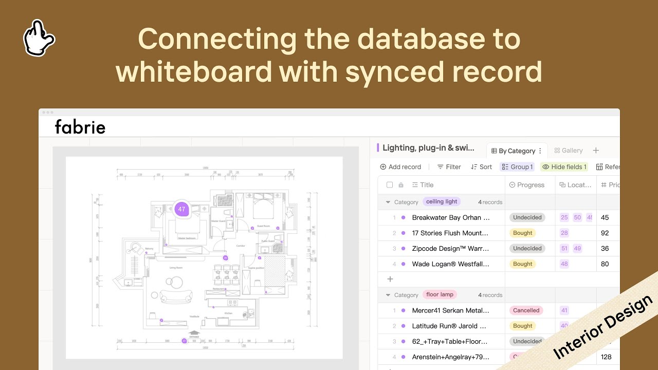 Database for interior design: Connecting the database to whiteboard ...