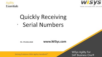 Quickly Receiving Serial Numbers in SAP Business One - Solving Problems with WiSys Agility