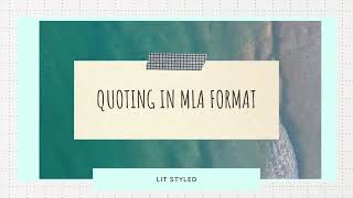 Quoting in MLA Format