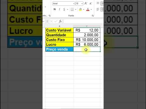 Fórmula para calcular o preço de venda com lucro no excel