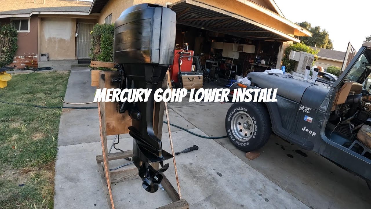 Mercury 60 hp lower unit install - YouTube