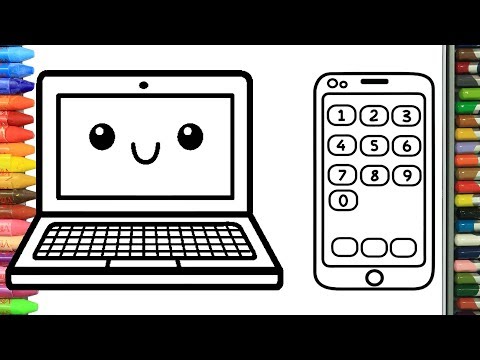 Как нарисовать портативный компьютер и смартфон | Раскраски детей HD | Рисование и окраска