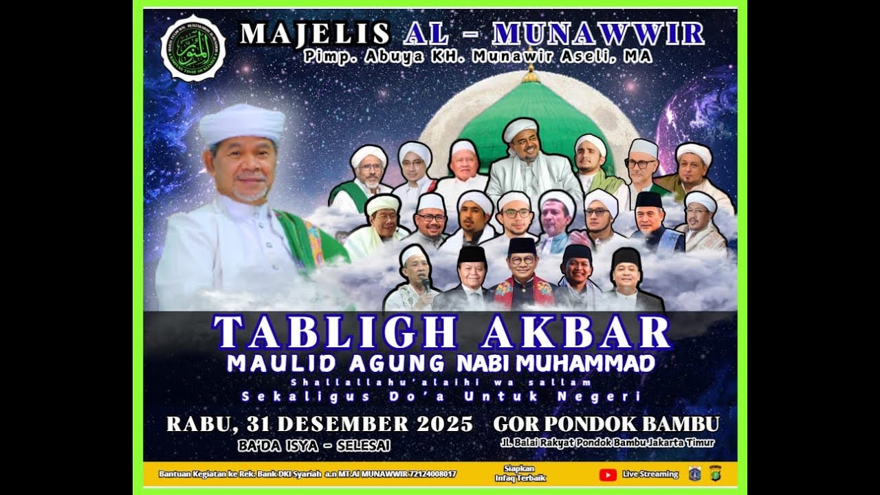 Tabligh Akbar Maulid Agung Nabi Muhammad SAW Majelis Al Munawwir  Pimp.Abuya K.H Munawir Aseli ,MA
