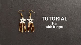 How to make beaded star earrings with seed beads Tutorial, beaded star fringe earrings diy