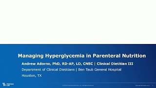 Managing Hyperglycemia in Parenteral Nutrition