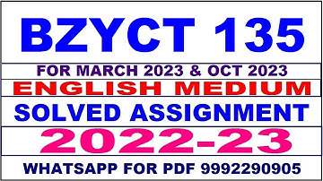bzyct 135 solved assignment 2022-23 in english | bzyct 135 solved assignment 2023 | bzyct 135 2023
