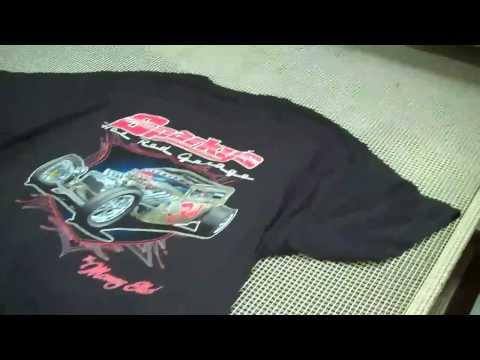 Screen Printing a 7 color Simulated Process T shirt - M&R 10 color Sportsman Automatic press