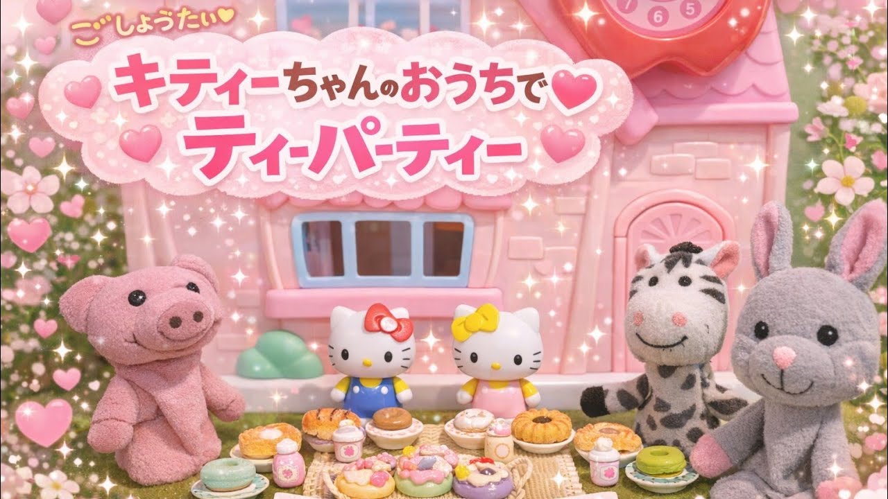 キティーちゃんのおうちでティーパーテイ💕[ごっこ遊び21]