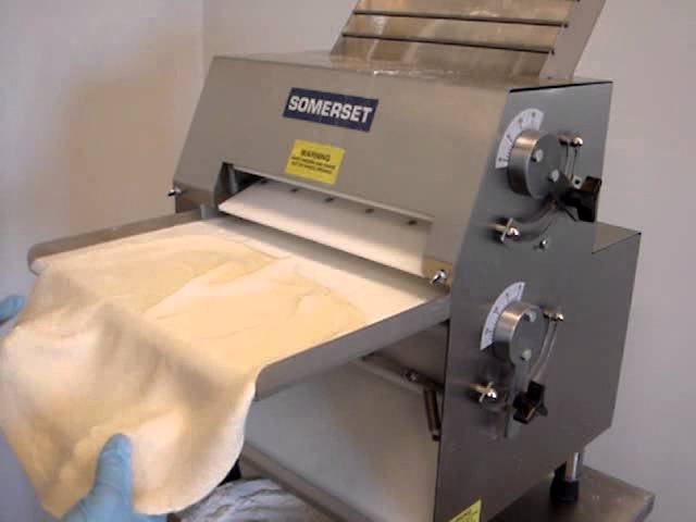 Somerset CDR-300 Stainless Steel Manual Countertop Dough Sheeter with 3.5 x 15 Synthetic Rollers - 115V, 1/2 HP