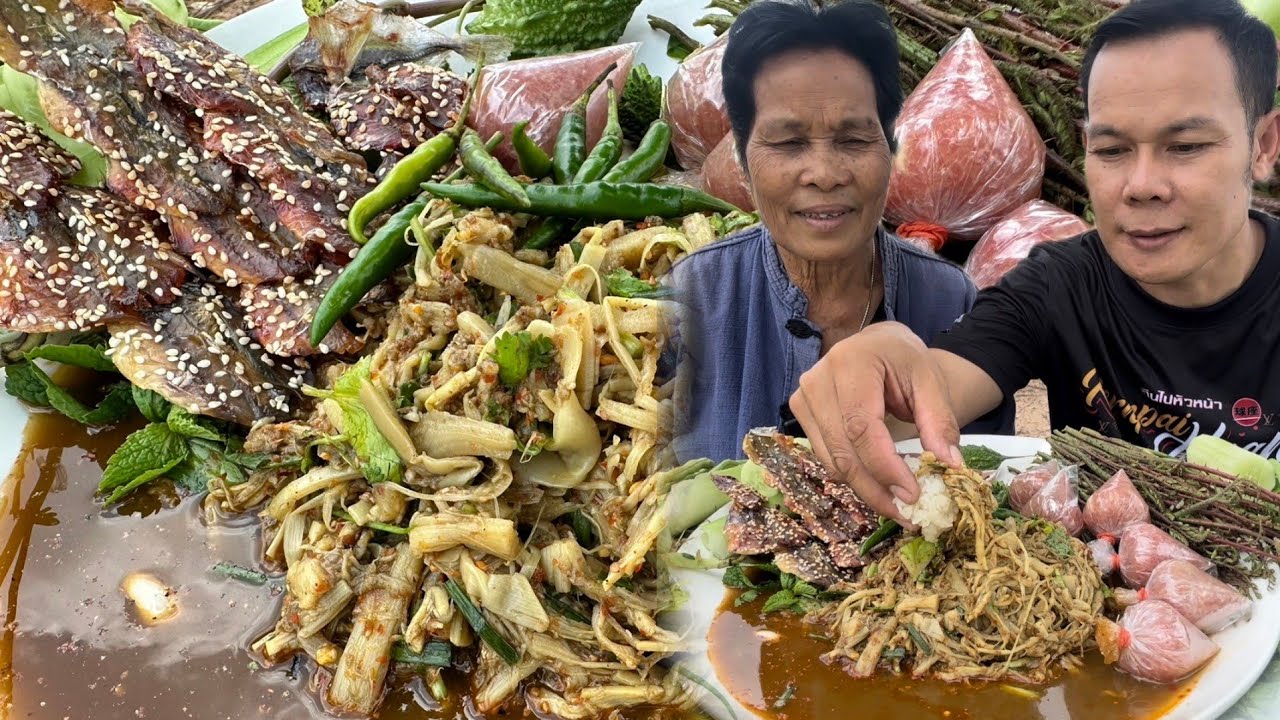 ซุปหน่อไม้ใส่งาหอมๆกินกับผักขะย่าแซ่บๆ