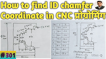 How to find ID Chamfer coordinate in CNC programming || ID में चैम्फर के कोऑर्डिनटस निकालना सीखें ||
