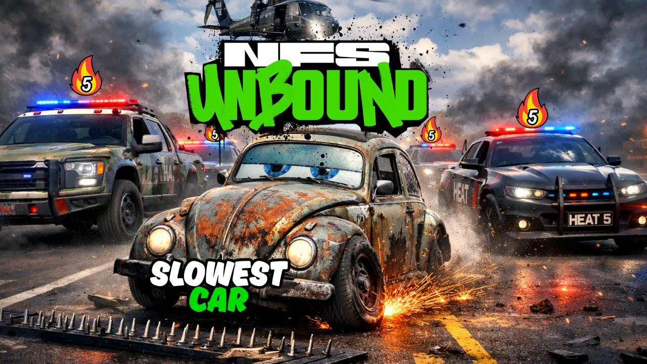 Can the SLOWEST car in NFS Unbound escape HEAT 5?
