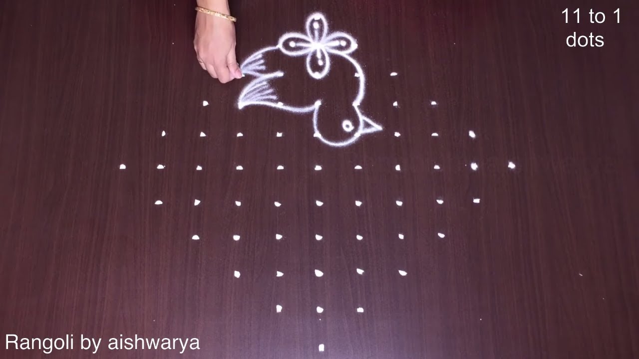 Cute Pretty Four Birds Rangoli