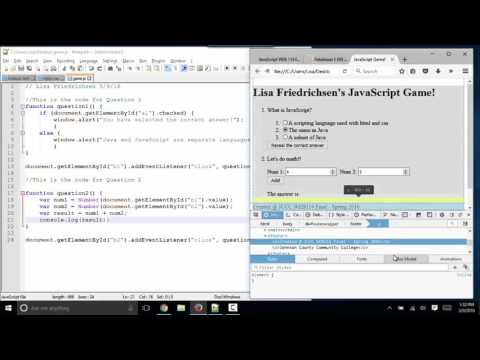 JavaScript final project part 3 of 3 - Lisa Friedrichsen
