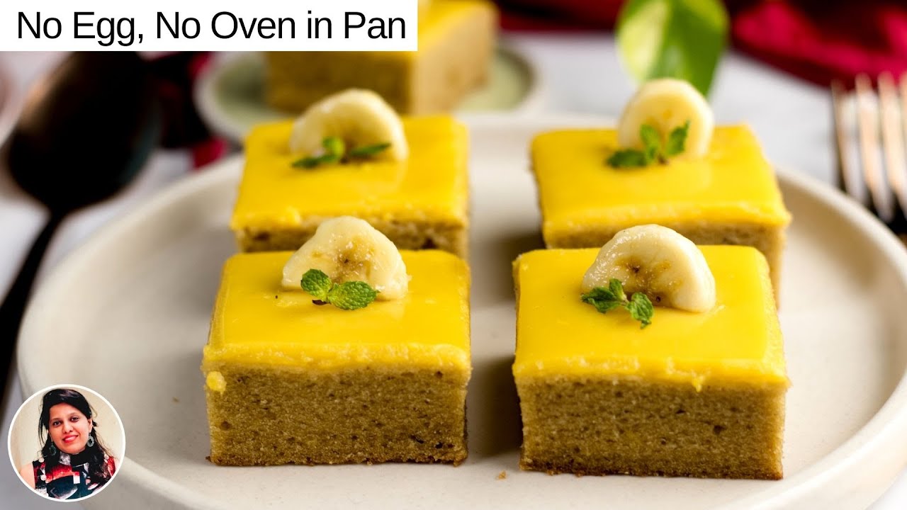 Banana Custard Cake Recipe: No Egg, No-Oven, No Bread, Few Ingredients | MintsRecipes