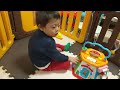 NHKみんなのうたMEGAHORNのお月様ライトを聴きながらアンパンマンの知育玩具で遊ぶ3歳児(発達障害-自閉性スペクトラム症)