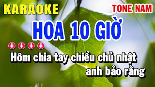 Karaoke Hoa Mười Giờ Tone Nam Nhạc Sống | Huỳnh Lê